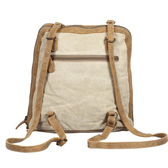 Leather Patch Convertible Backpack - Picture 3 of 5